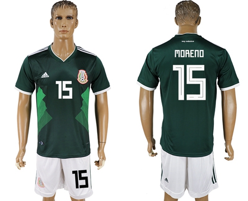 Mexico #15 Moreno Green Home Soccer Country Jersey